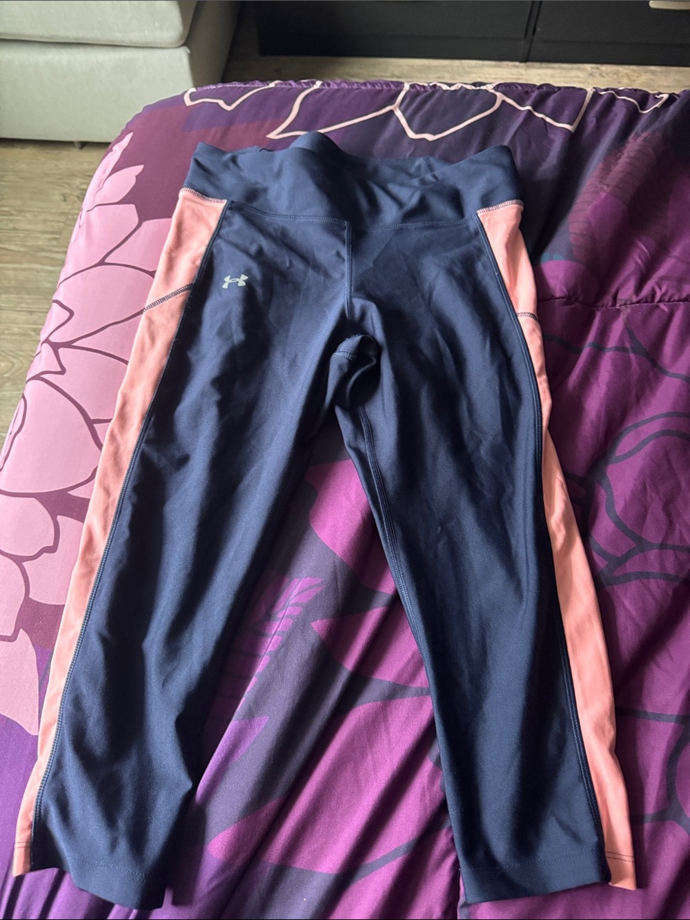 Under Armour Navy and Pink Girls' Capri Leggings